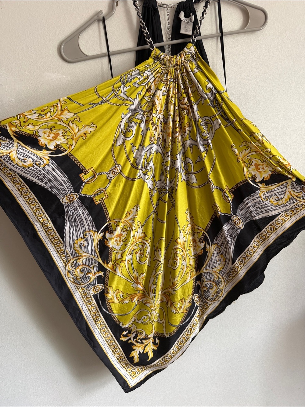 Vintage Cache Silk Halter Scarf-Print Top - Picture 2 of 6